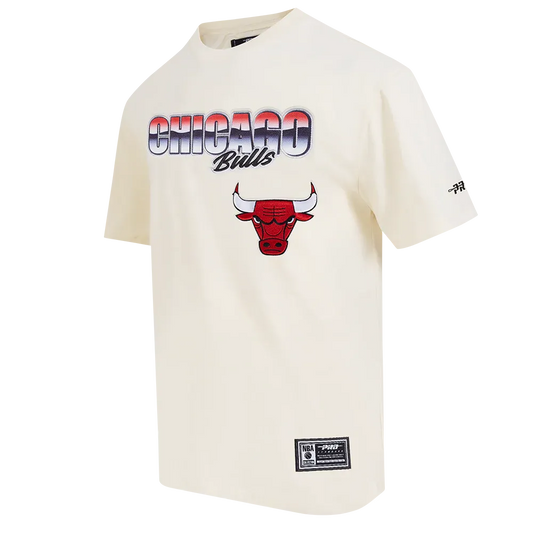 CHICAGO BULLS CHROME MEN's COTTON JERSEY DROP SHOULDER TEE (EGGSHELL)(L/EGGSHELL