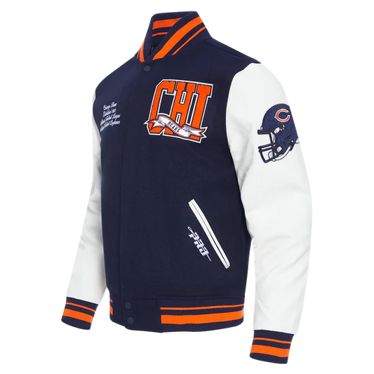 NFL CHICAGO BEARS MEN'S RIB WOOL VARSITY JACKET