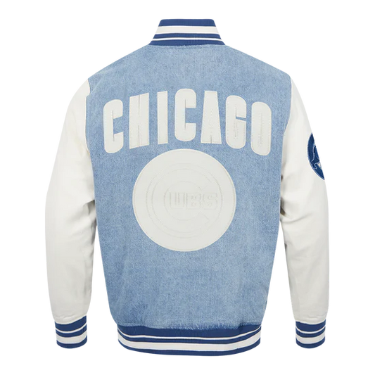 MLB CHICAGO CUBS VARSITY BLUES MEN'S DENIM VARSITY JACKET