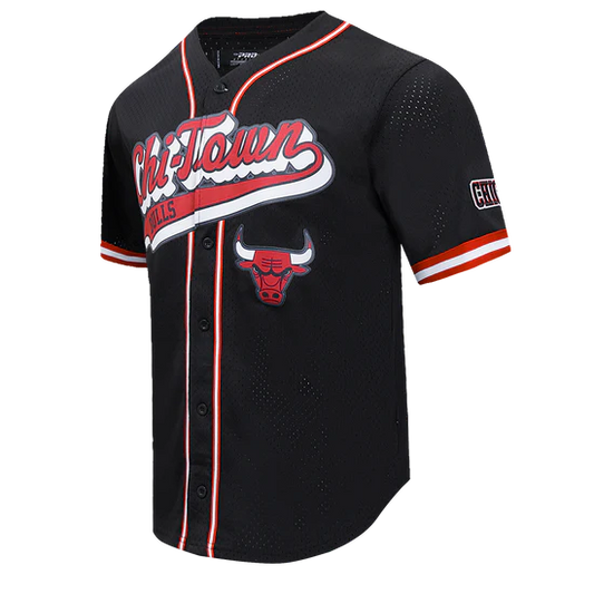 NBA CHICAGO BULLS SCRIPT TAIL MEN'S MESH BUTTON DOWN SHIRT