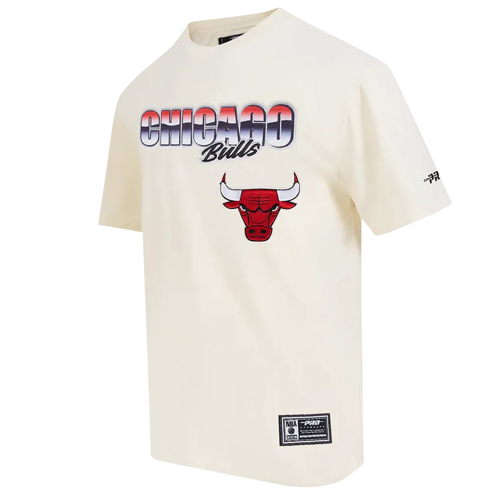 CHICAGO BULLS CHROME MEN's COTTON JERSEY DROP SHOULDER TEE (EGGSHELL)(L/EGGSHELL