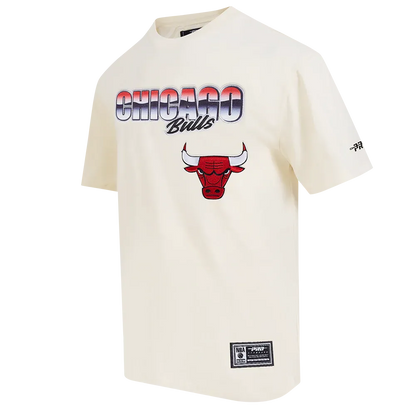 CHICAGO BULLS CHROME MEN's COTTON JERSEY DROP SHOULDER TEE (EGGSHELL)(L/EGGSHELL