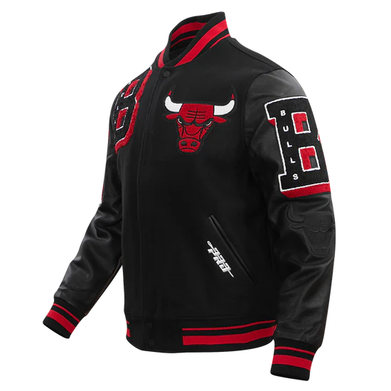 NBA CHICAGO BULLS MASHUP MEN'S RIB WOOL VARSITY JACKET