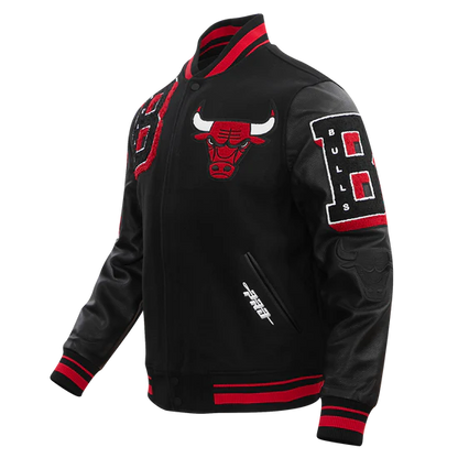NBA CHICAGO BULLS MASHUP MEN'S RIB WOOL VARSITY JACKET