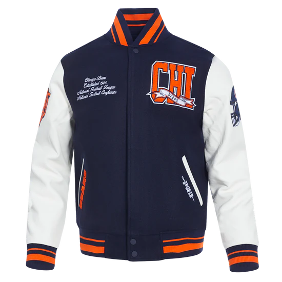 NFL CHICAGO BEARS MEN'S RIB WOOL VARSITY JACKET