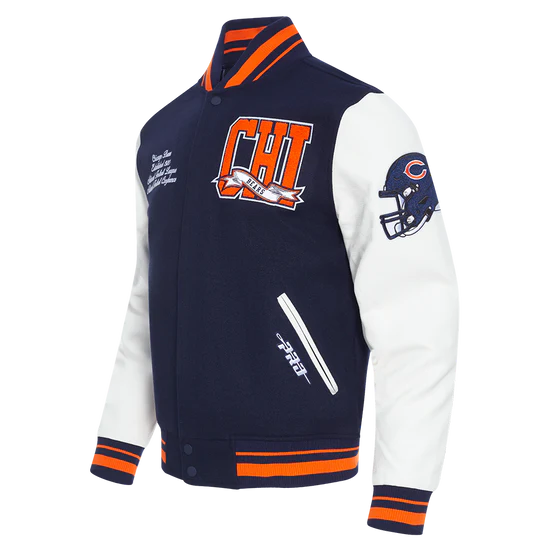 NFL CHICAGO BEARS MEN'S RIB WOOL VARSITY JACKET