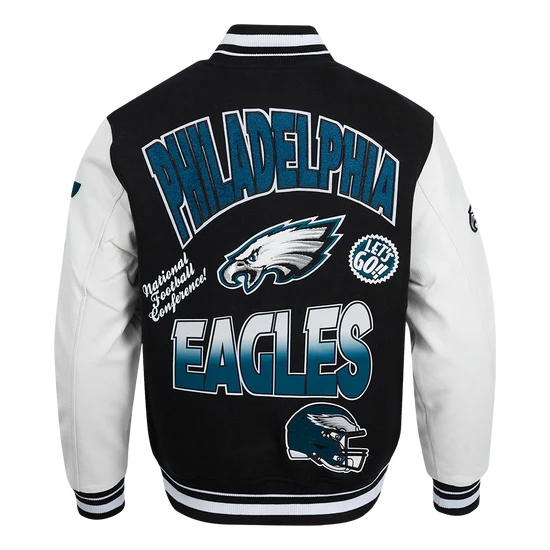 NFL PHILADELPHIA EAGLES TURN IT UP MEN'S RIB WOOL VARSITY JACKET