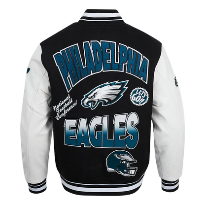 NFL PHILADELPHIA EAGLES TURN IT UP MEN'S RIB WOOL VARSITY JACKET