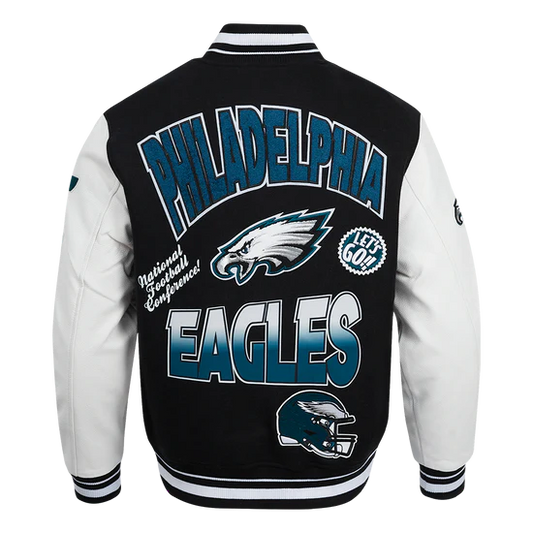NFL PHILADELPHIA EAGLES TURN IT UP MEN'S RIB WOOL VARSITY JACKET