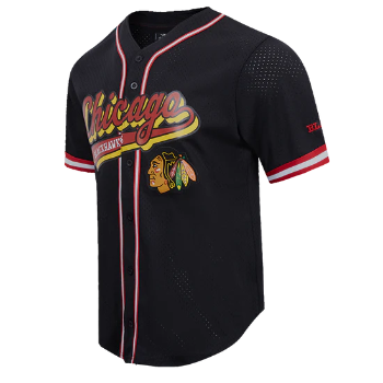 NHL CHICAGO BLACKHAWKS SCRIPT TAIL MEN'S MESH BUTTON DOWN SHIRT