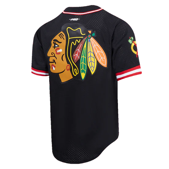 NHL CHICAGO BLACKHAWKS SCRIPT TAIL MEN'S MESH BUTTON DOWN SHIRT