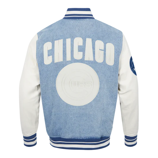 MLB CHICAGO CUBS VARSITY BLUES MEN'S DENIM VARSITY JACKET