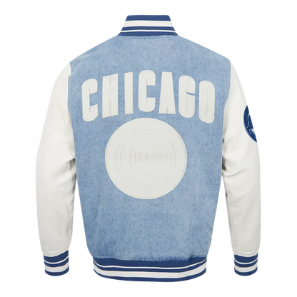 MLB CHICAGO CUBS VARSITY BLUES MEN'S DENIM VARSITY JACKET