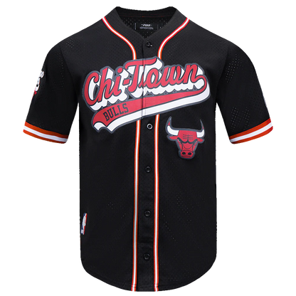 NBA CHICAGO BULLS SCRIPT TAIL MEN'S MESH BUTTON DOWN SHIRT