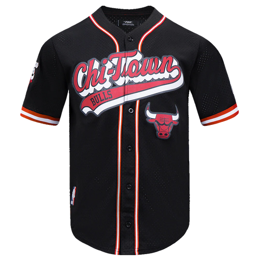 NBA CHICAGO BULLS SCRIPT TAIL MEN'S MESH BUTTON DOWN SHIRT