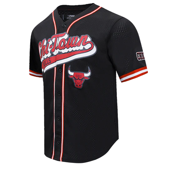 NBA CHICAGO BULLS SCRIPT TAIL MEN'S MESH BUTTON DOWN SHIRT