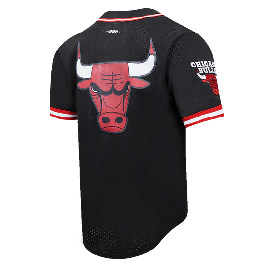 NBA CHICAGO BULLS SCRIPT TAIL MEN'S MESH BUTTON DOWN SHIRT