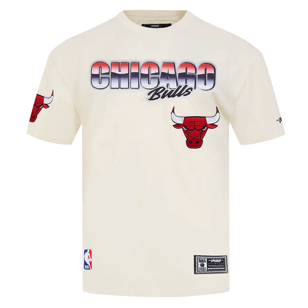 CHICAGO BULLS CHROME MEN's COTTON JERSEY DROP SHOULDER TEE (EGGSHELL)(L/EGGSHELL